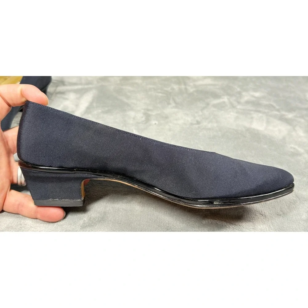 Pancaldi 1888 Womens 8 B Navy Grosgrain Pumps Kitten Heel Italy